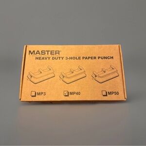 Martin Yale MP40 Master 3-Hole Punch, Black, 9/32" Hole, Punches up to 30 Sheets